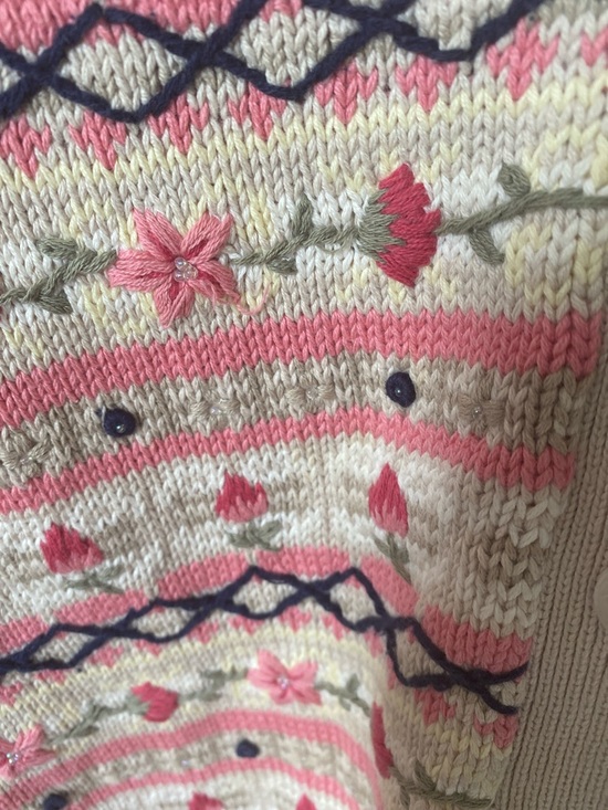 Pink Patterned Knit Button-Up Sweater Vest - Picture 2 of 4